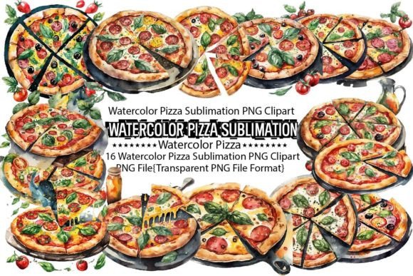 Download Watercolor Pizza PNG Sublimation - Sublimation Collection