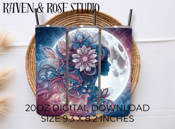 Download Floral Moon Tumbler Wrap Sublimation - Sublimation Collection