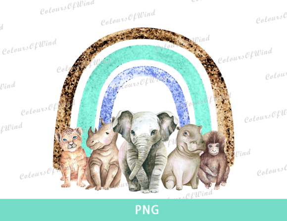 Download Animals and Blue Rainbow Sublimation PNG - Sublimation Collection