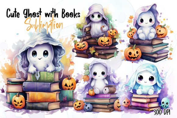 Download Cute Ghost with Books Sublimation - Sublimation Collection