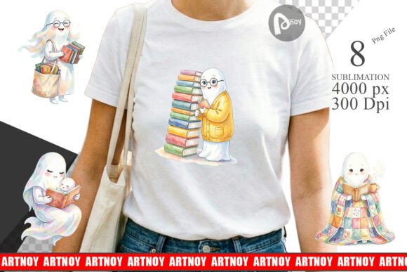 Download Cozy Bookworm Ghost Sublimation - Sublimation Collection