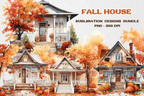 Download Fall House Sublimation Bundle Clipart - Sublimation Collection